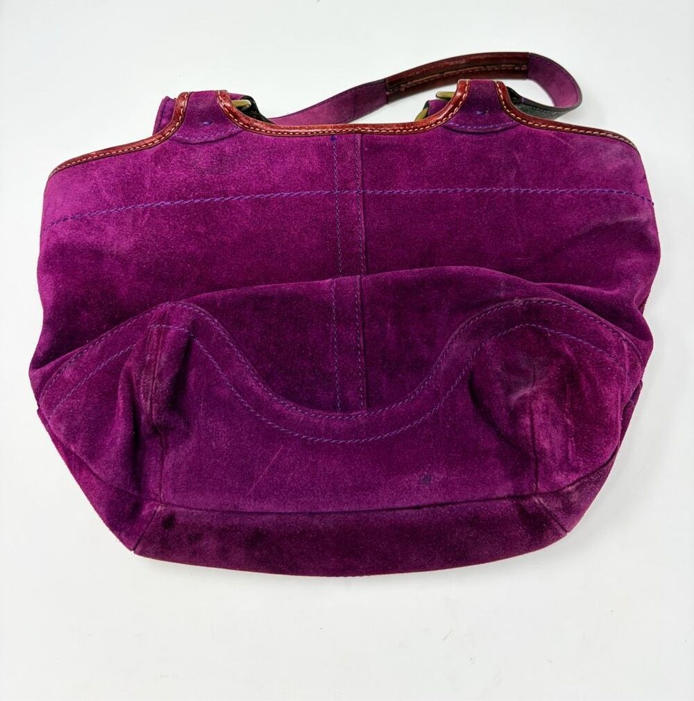 Vintage Coach Hampton Bucket Berry Purple Suede Leather Shoulder Bag VGUC - Picture 9 of 10